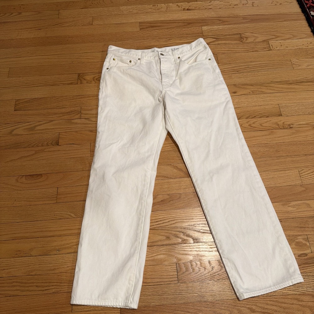J.Crew 84 Slouchy Jeans White Straight Leg Denim Size 30‎ RE-84-PFD 101914